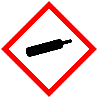 GHS compressed gas pictogram red bordered diamond with silhouette of compressed gas cylinder